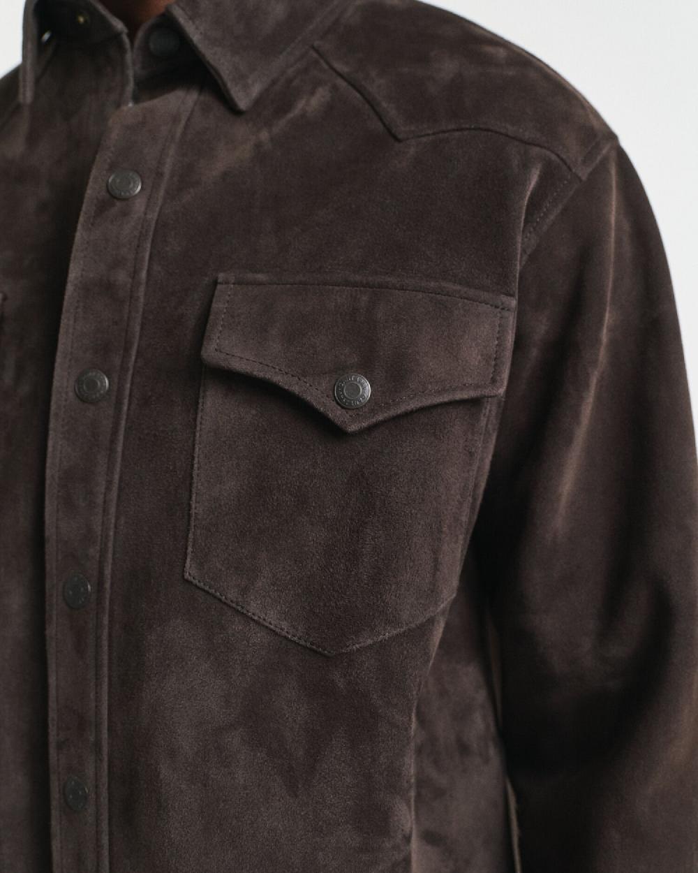 Gant Relaxed Fit Suede Rodeo Shirt Deep Brown