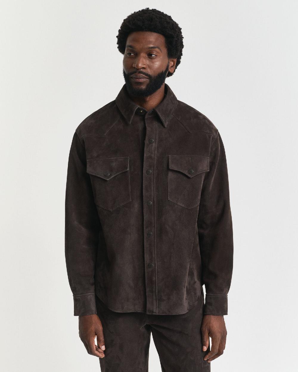 Gant Relaxed Fit Suede Rodeo Shirt Deep Brown