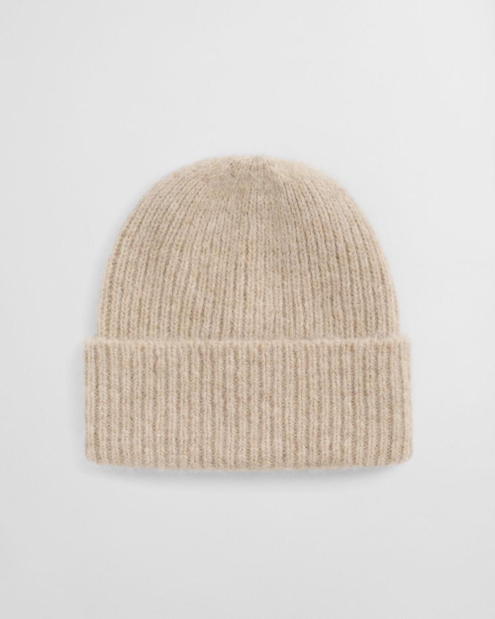 Gant Ribbed Alpaca Wool Blend Beanie Seed Melange