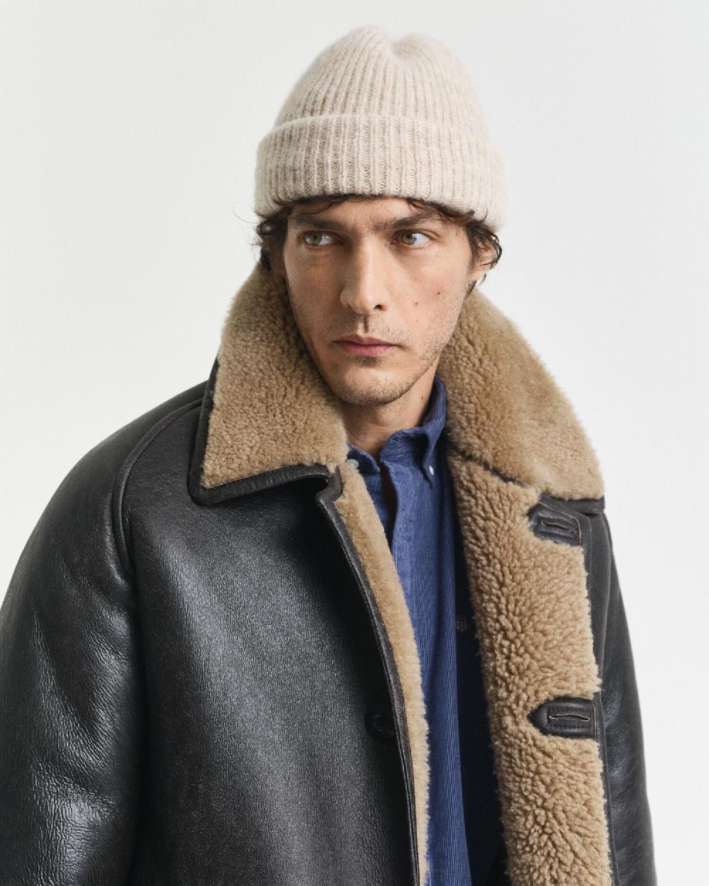 gant Ribbed Alpaca Wool Blend Beanie seed melange