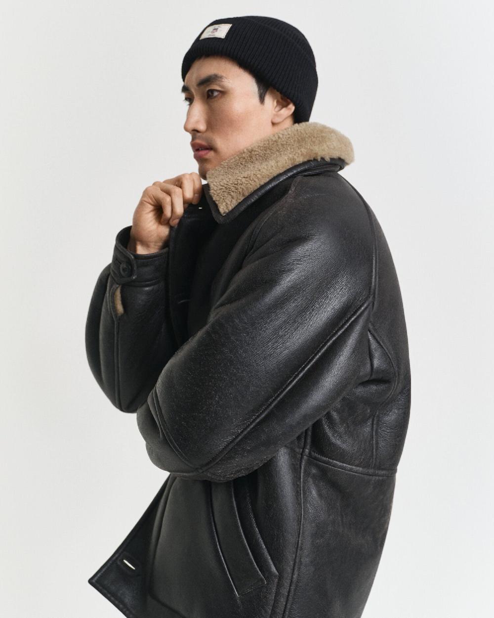 gant Ribbed Cotton Blend Beanie black