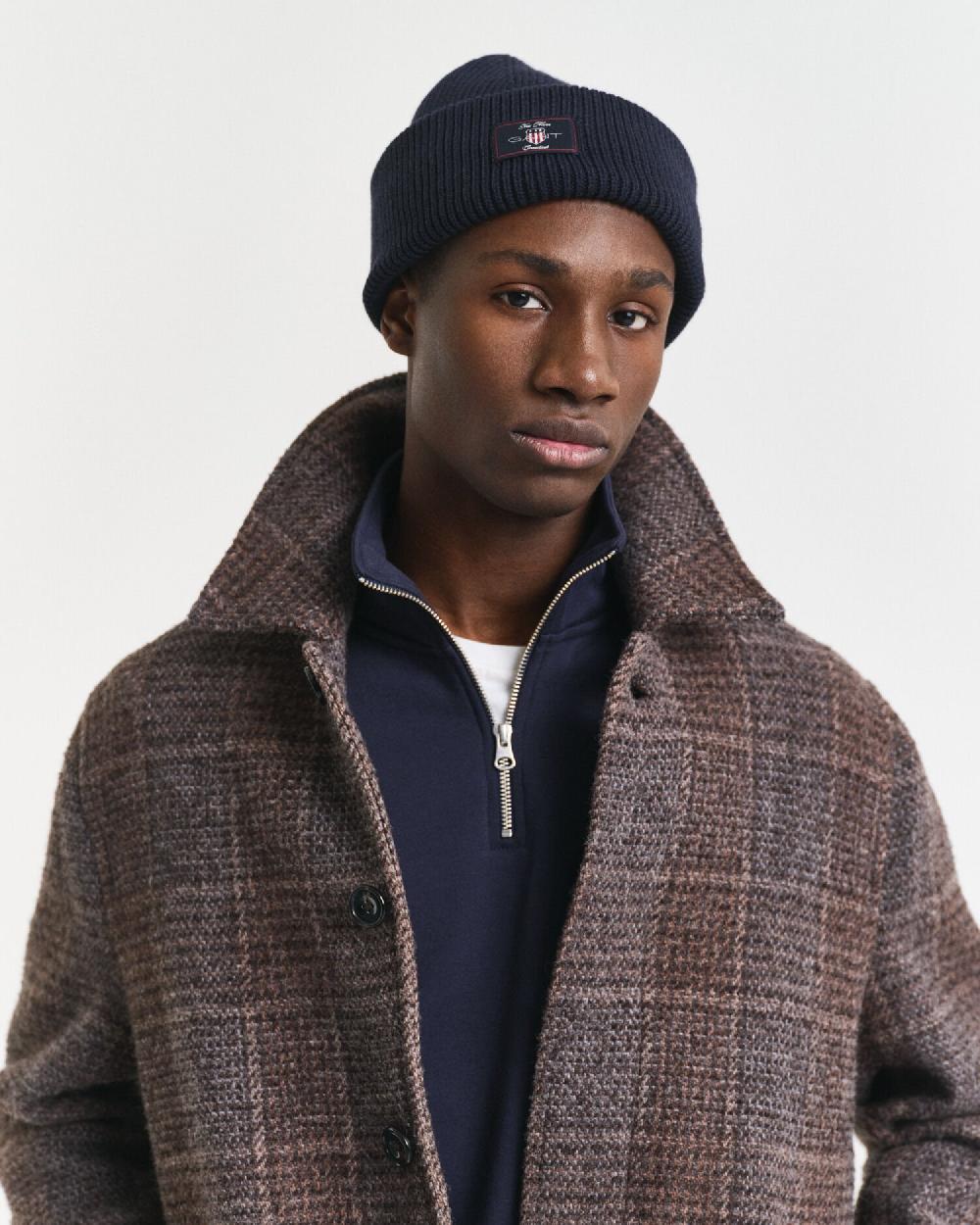 gant Ribbed Cotton Blend Beanie evening blue