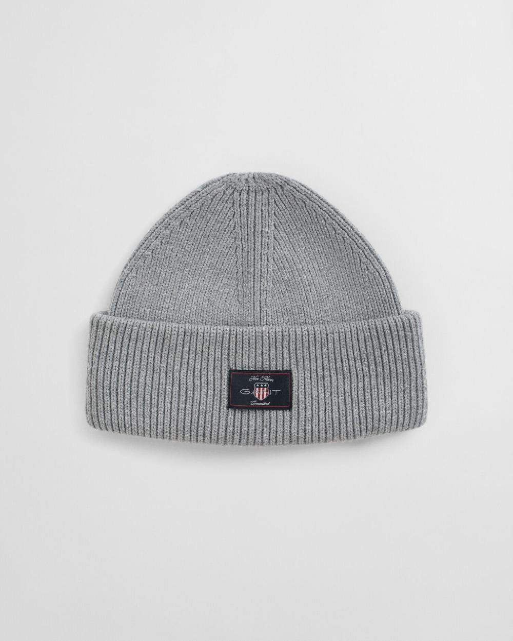 gant Ribbed Cotton Blend Beanie grey melange