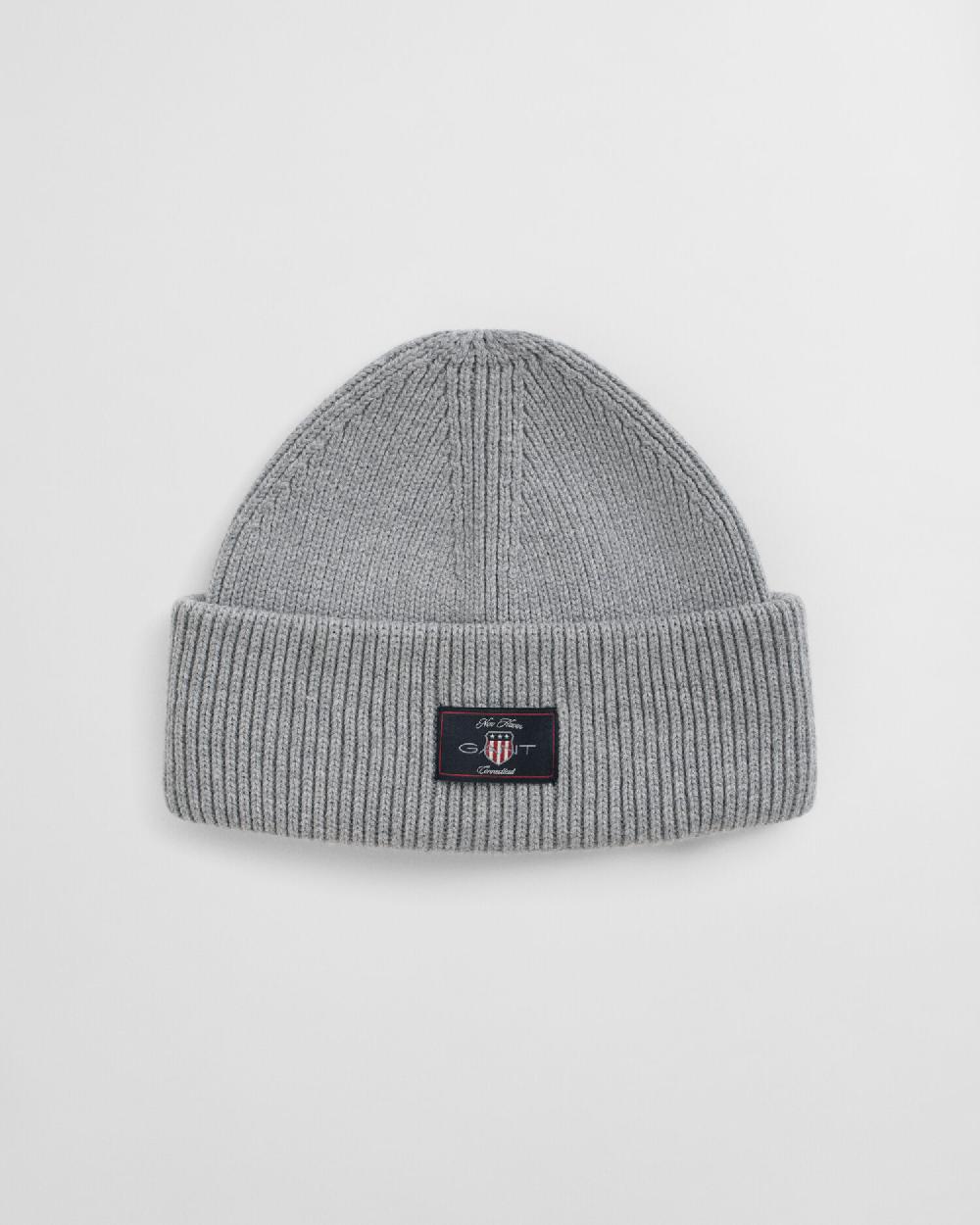 gant Ribbed Cotton Blend Beanie grey melange