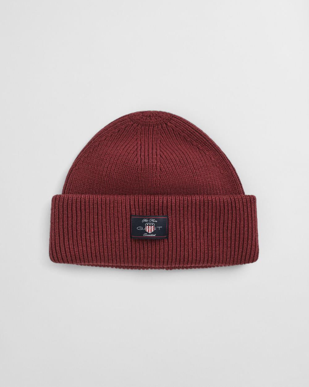 gant Ribbed Cotton Blend Beanie plumped red