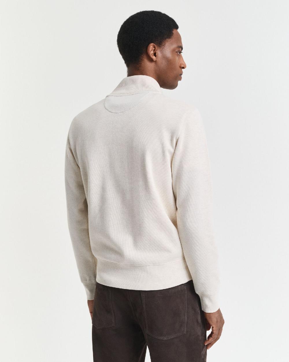 Gant Sacker Rib Half-Zip Sweatshirt Cream