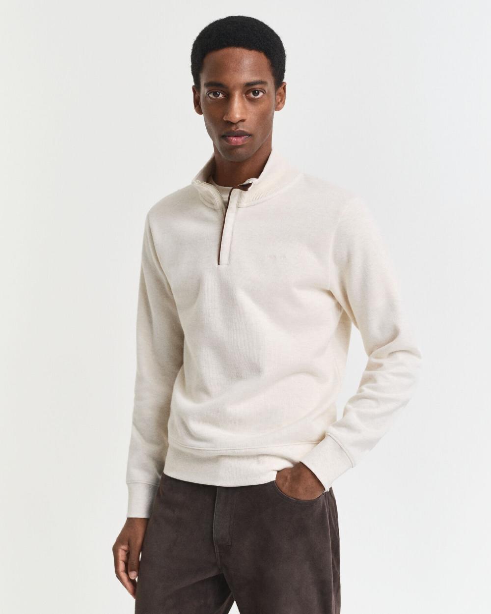 gant Sacker Rib Half-Zip Sweatshirt cream
