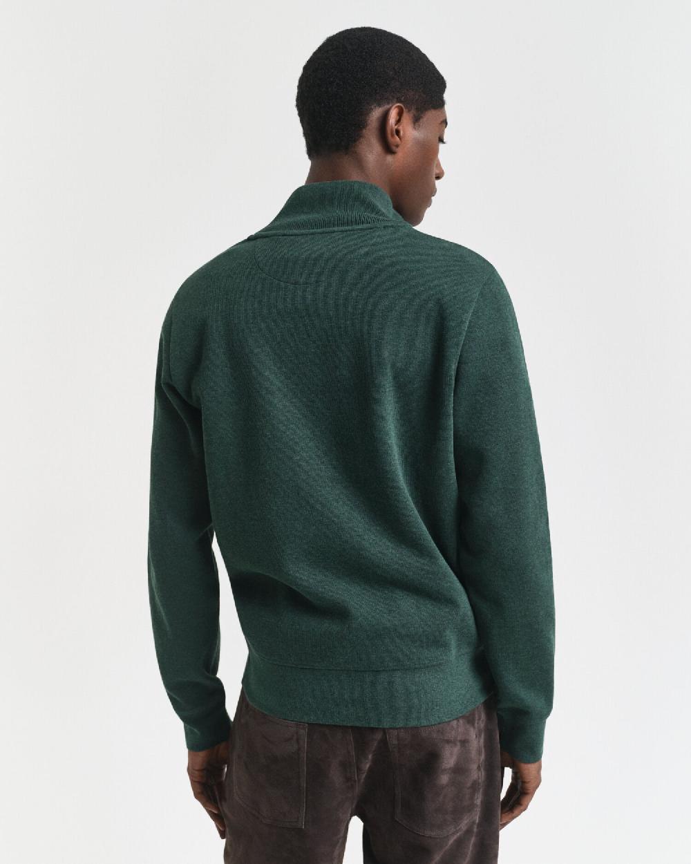 Gant Sacker Rib Half-Zip Sweatshirt Tartan Green