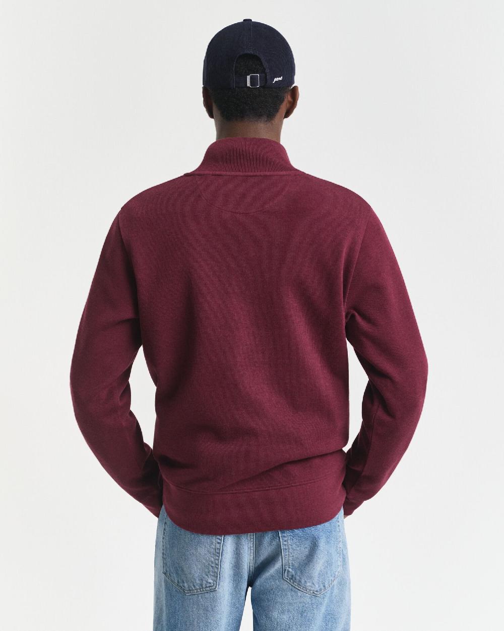Gant Sacker Rib Half-Zip Sweatshirt Winter Wine