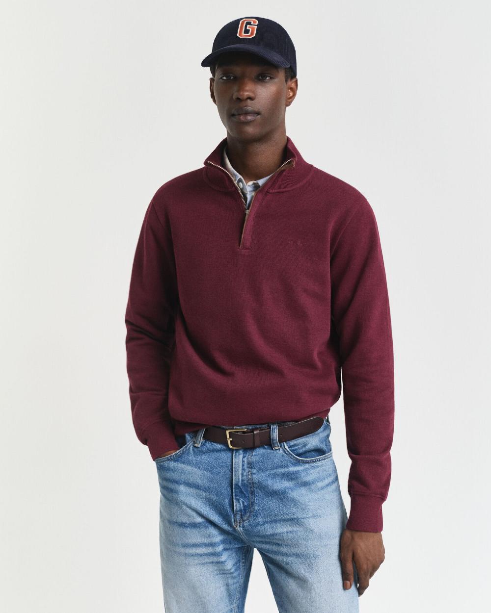 gant Sacker Rib Half-Zip Sweatshirt winter wine