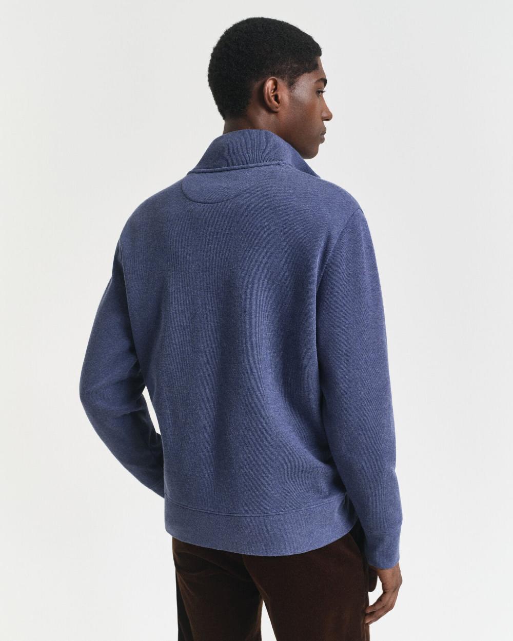 Gant Sacker Rib Zip Cardigan Dk Jeansblue Melange