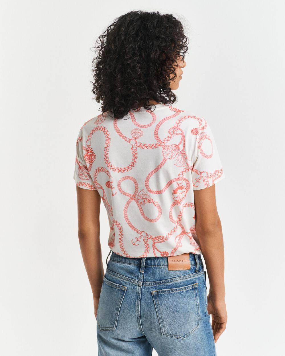 Gant Sailing Print T-Shirt Orange Red
