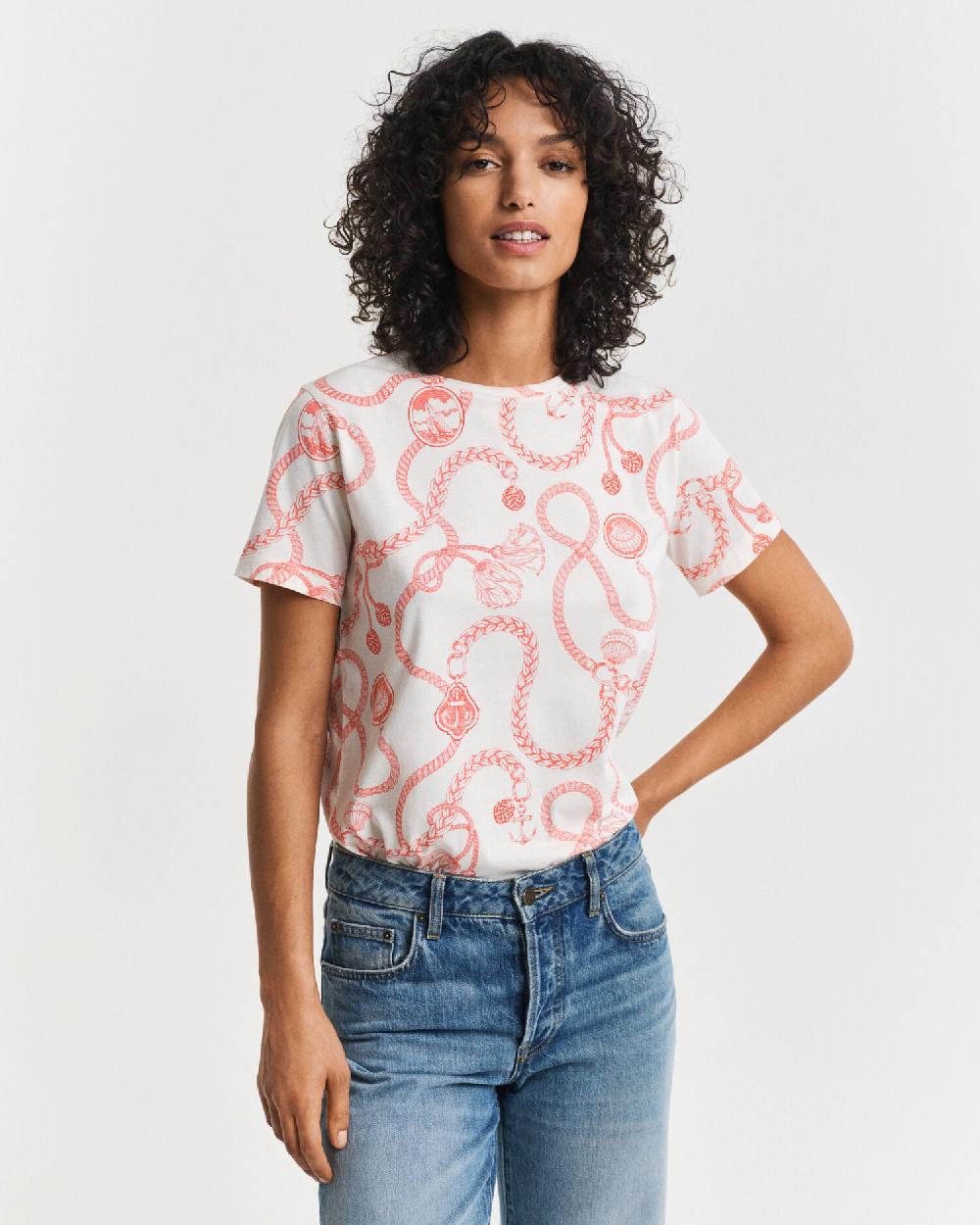 gant Sailing Print T-Shirt orange red