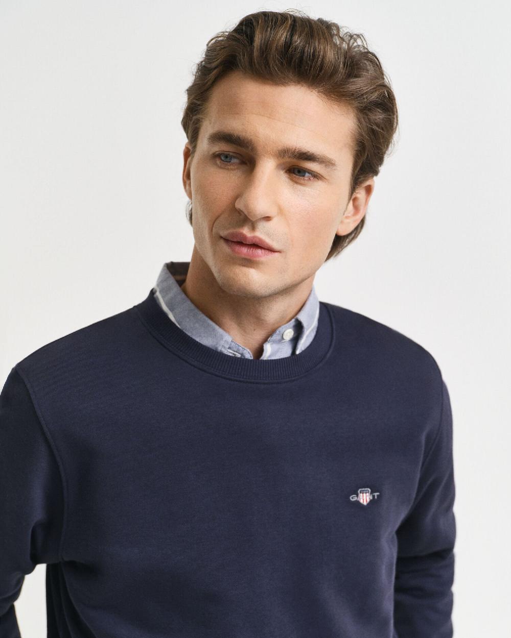 Gant Shield Crew Neck Sweatshirt Evening Blue