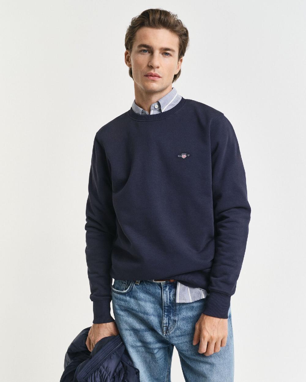 gant Shield Crew Neck Sweatshirt evening blue