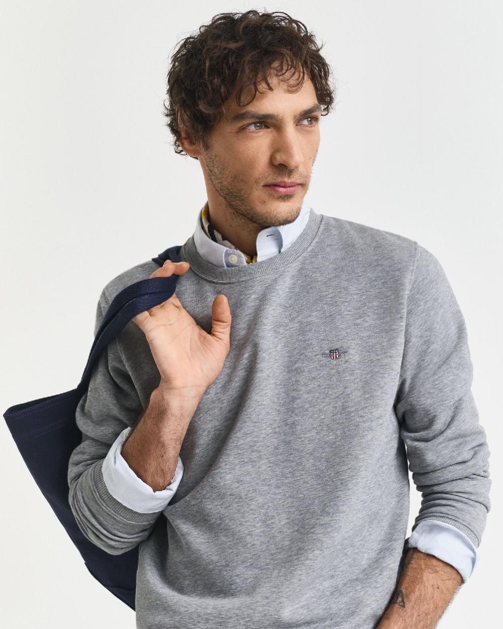 Gant Shield Crew Neck Sweatshirt Grey Melange