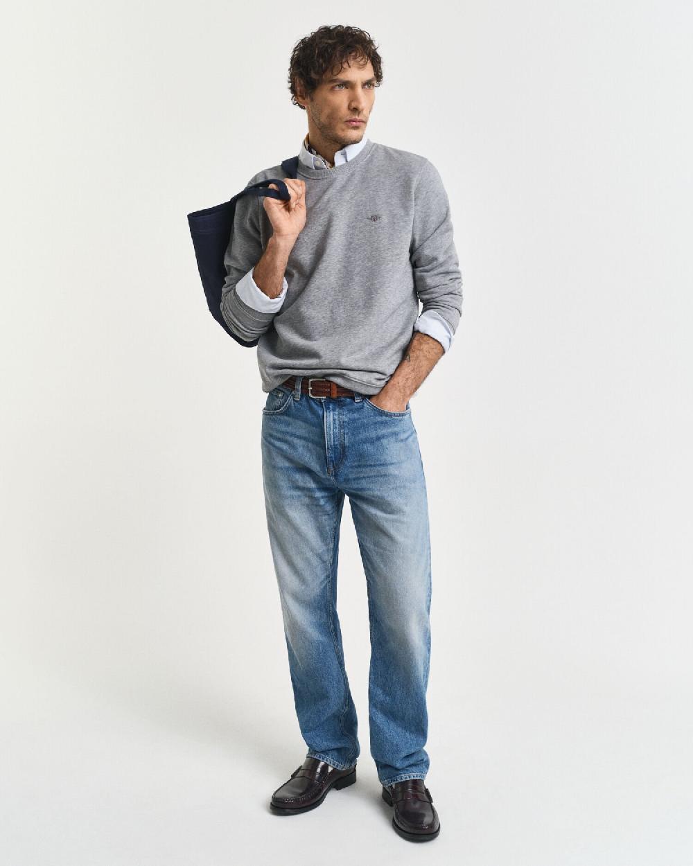 Gant Shield Crew Neck Sweatshirt Grey Melange