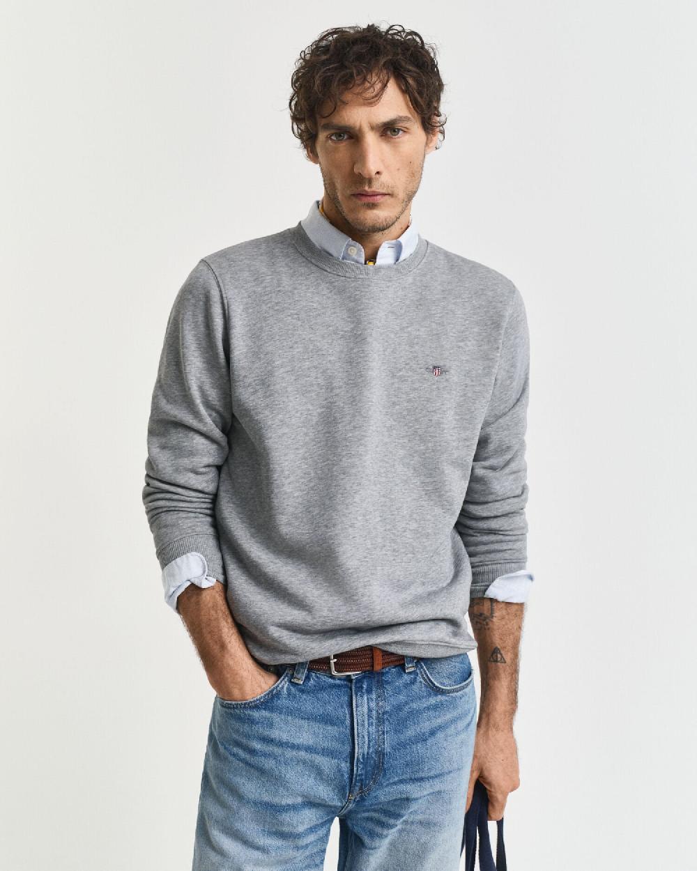 gant Shield Crew Neck Sweatshirt grey melange