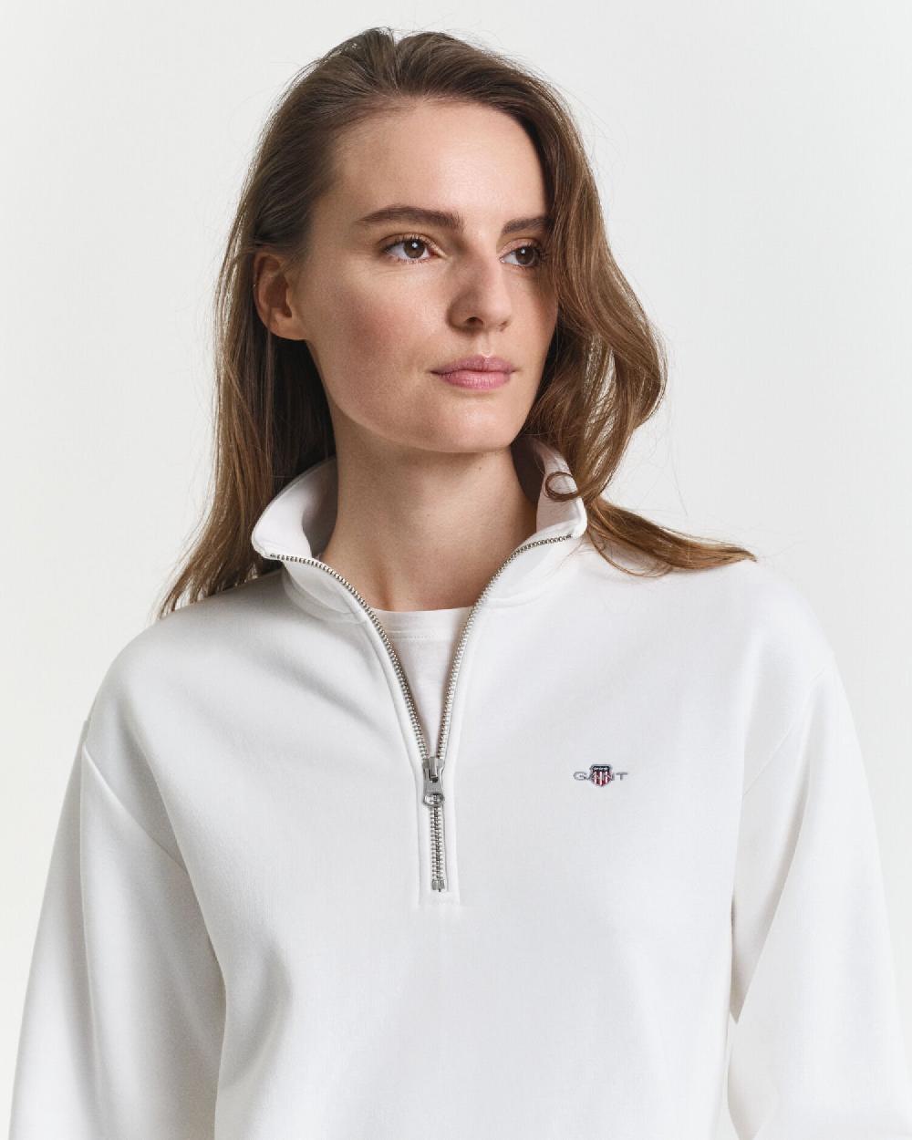 Gant Shield Half Zip Sweatshirt Eggshell