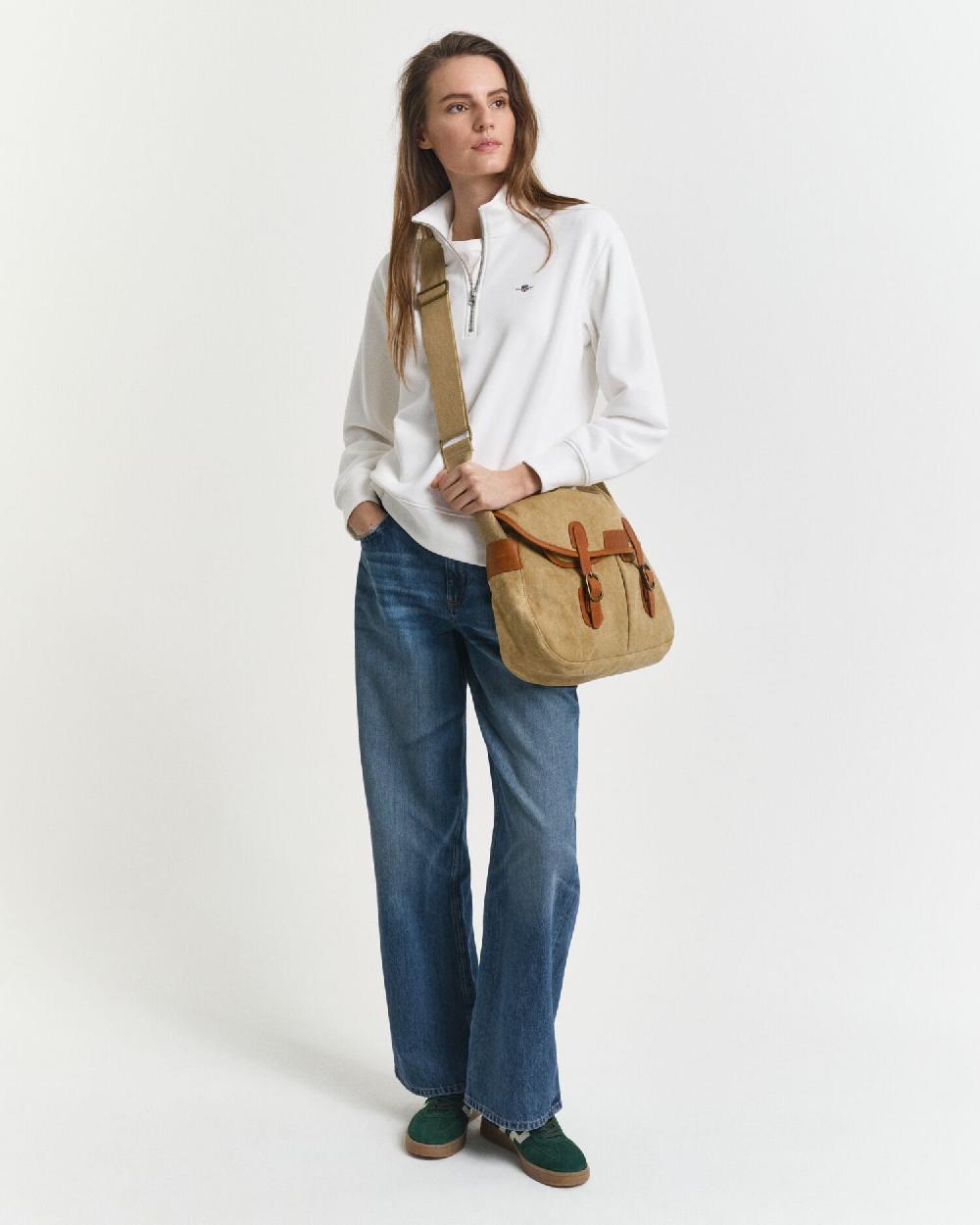 Gant Shield Half Zip Sweatshirt Eggshell
