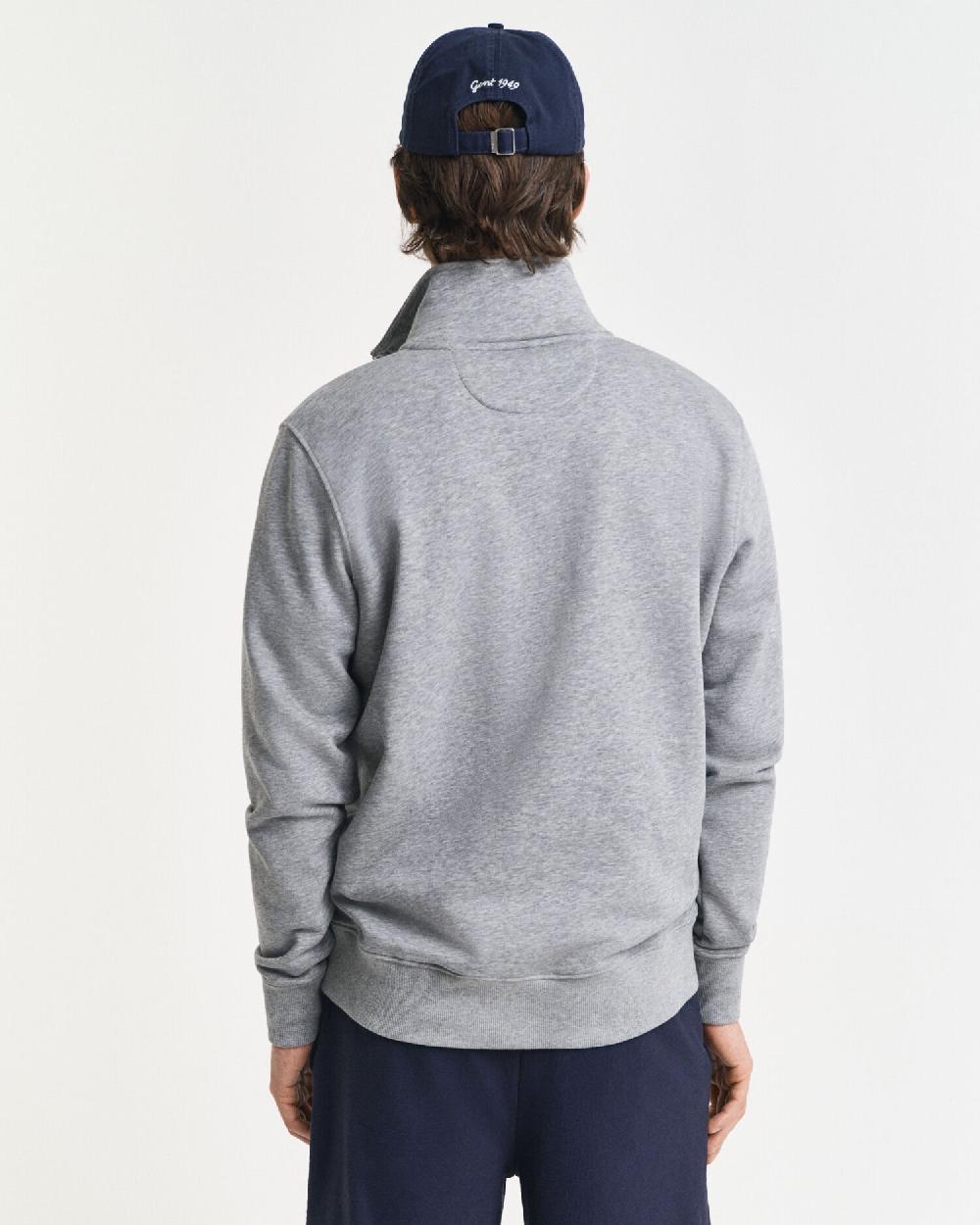 Gant Shield Half-Zip Sweatshirt Grey Melange