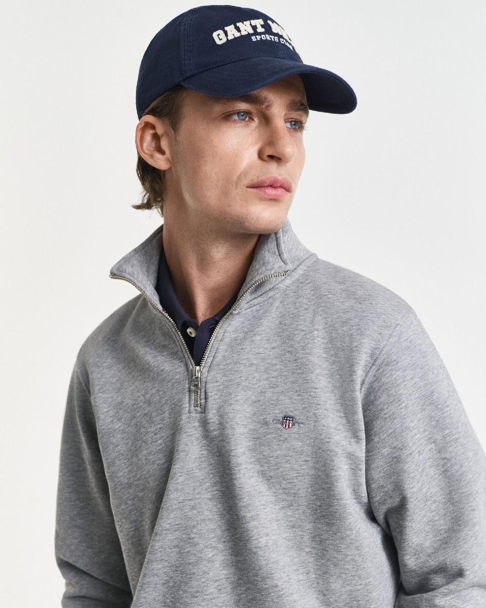 Gant Shield Half-Zip Sweatshirt Grey Melange