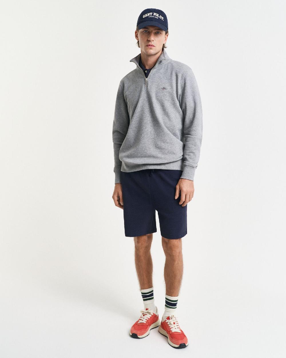 Gant Shield Half-Zip Sweatshirt Grey Melange