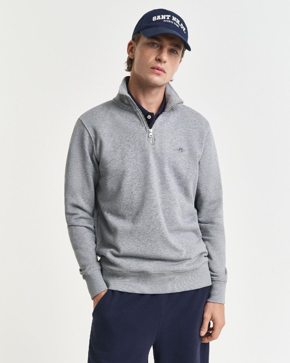 gant Shield Half-Zip Sweatshirt grey melange