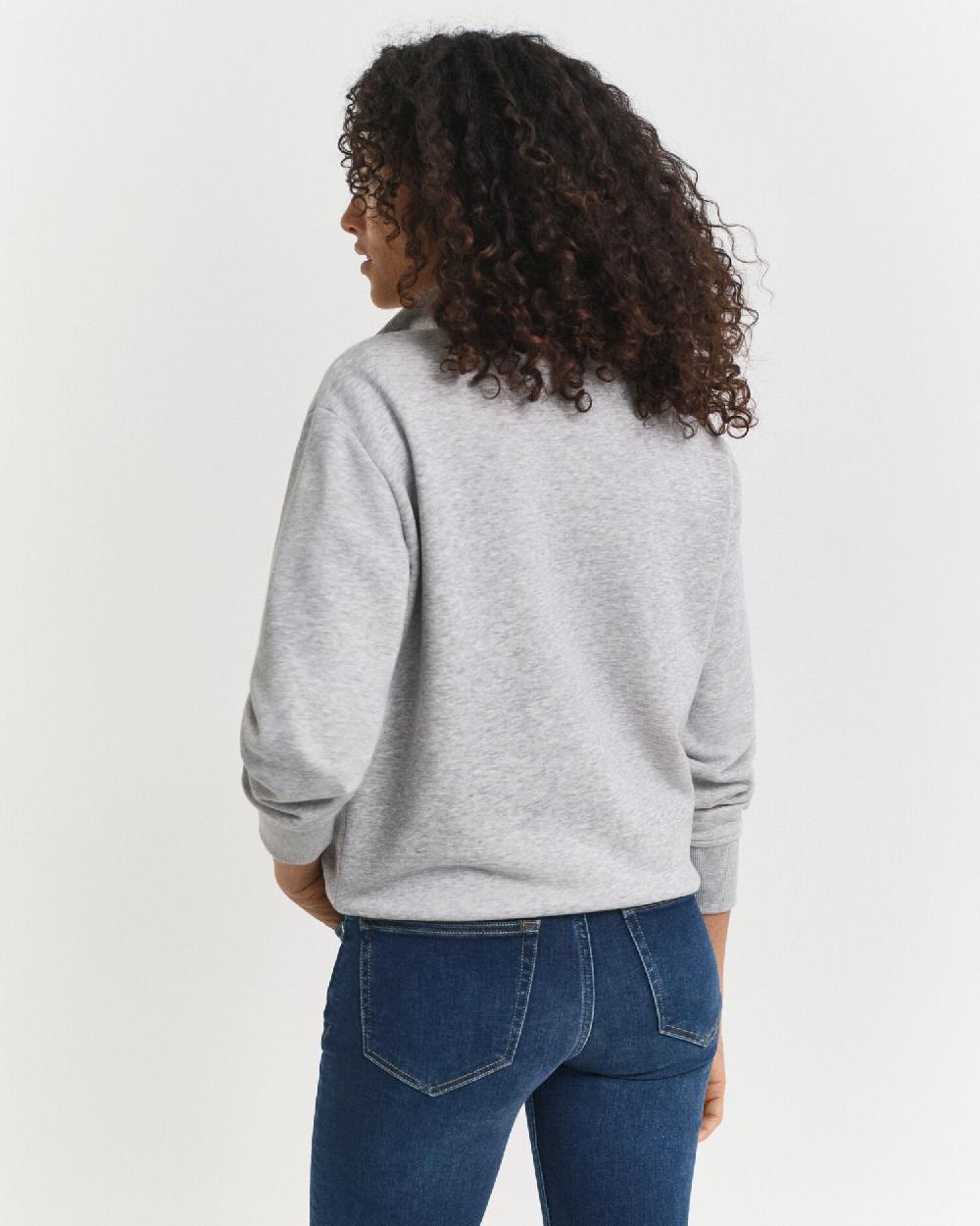 Gant Shield Half Zip Sweatshirt Light Grey Melange