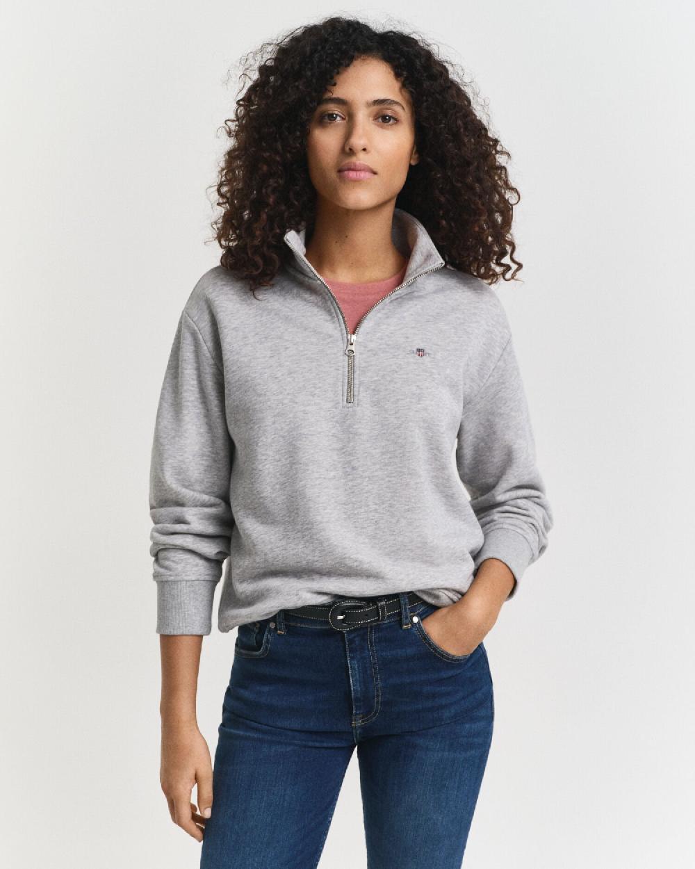 gant Shield Half Zip Sweatshirt light grey melange