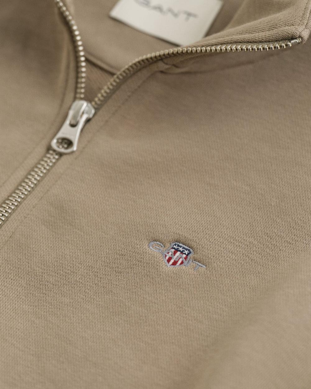 Gant Shield Half Zip Sweatshirt Taupe Beige