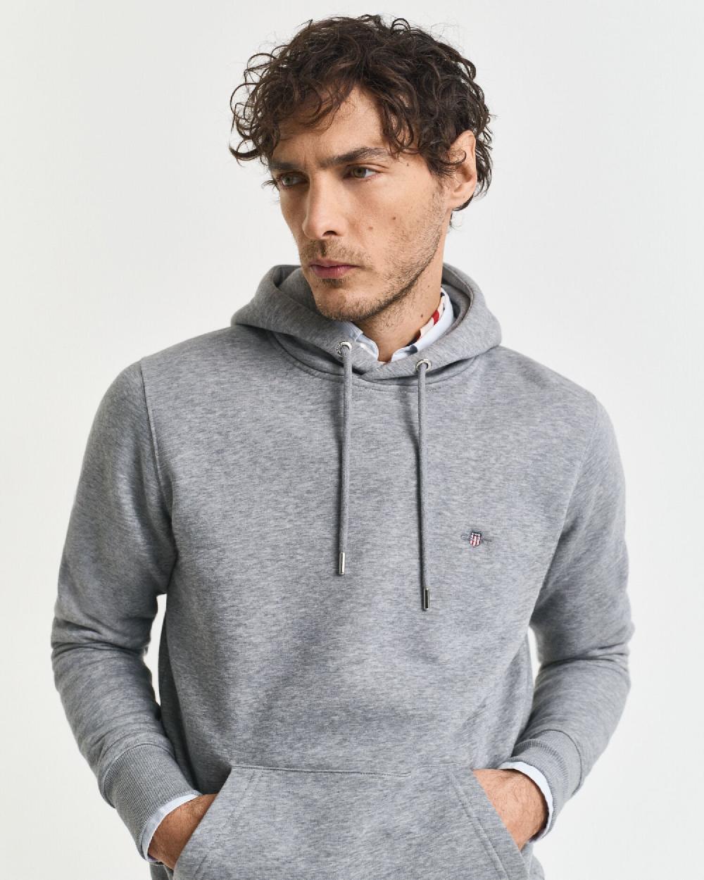 Gant Shield Hoodie Grey Melange