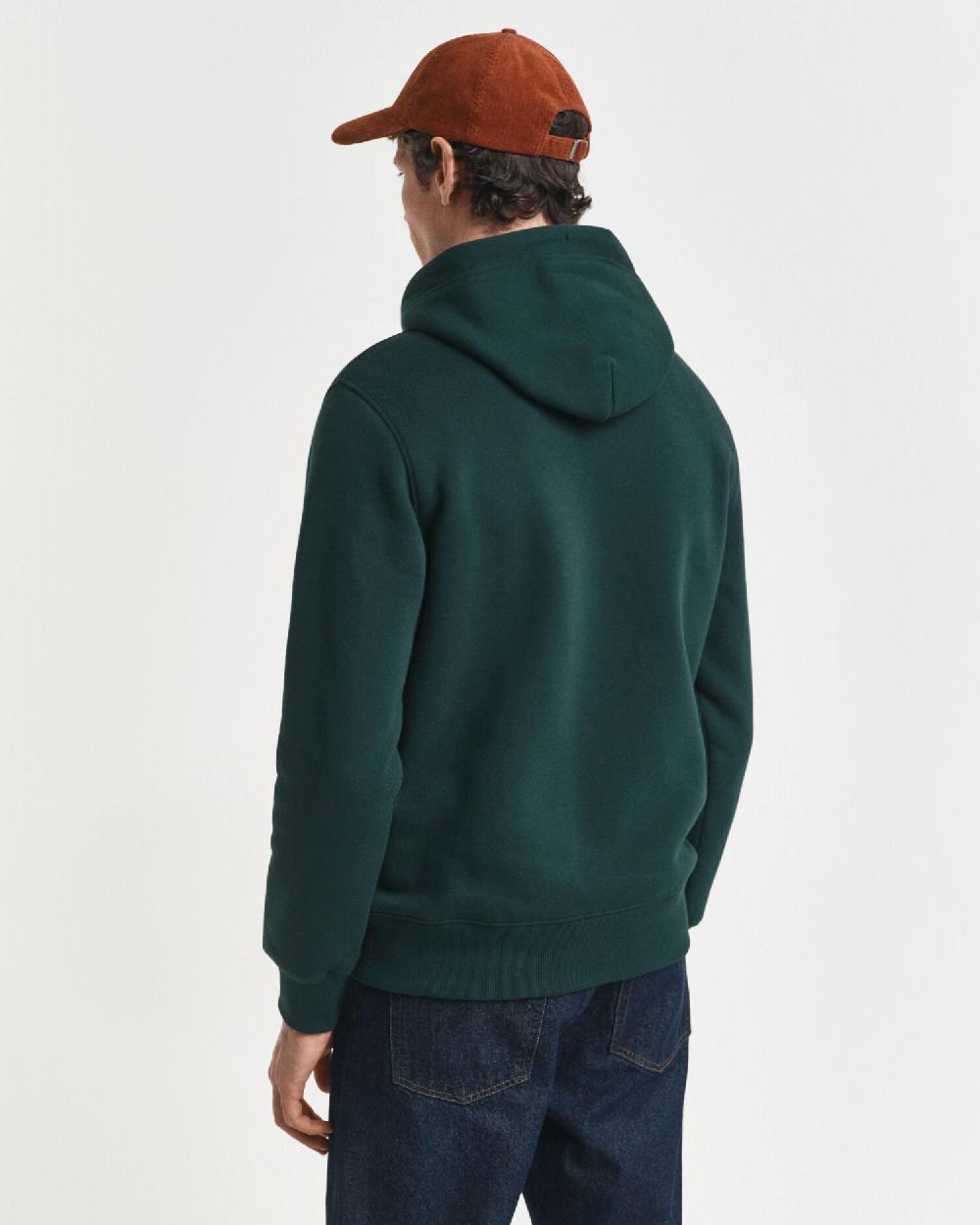 Gant Shield Hoodie Tartan Green