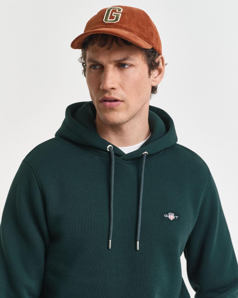 Gant Shield Hoodie Tartan Green