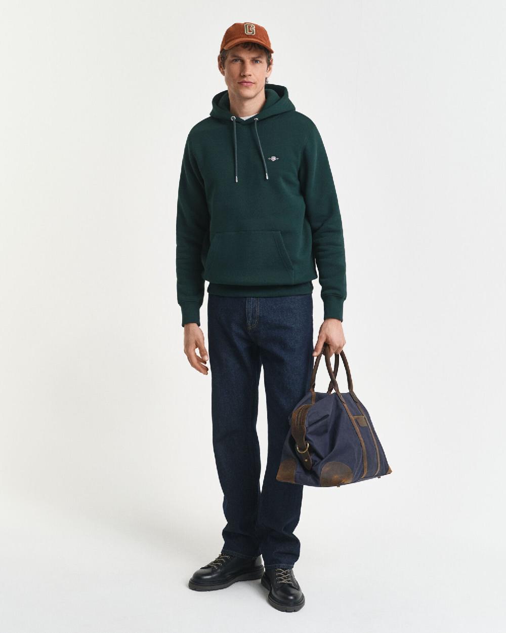 Gant Shield Hoodie Tartan Green