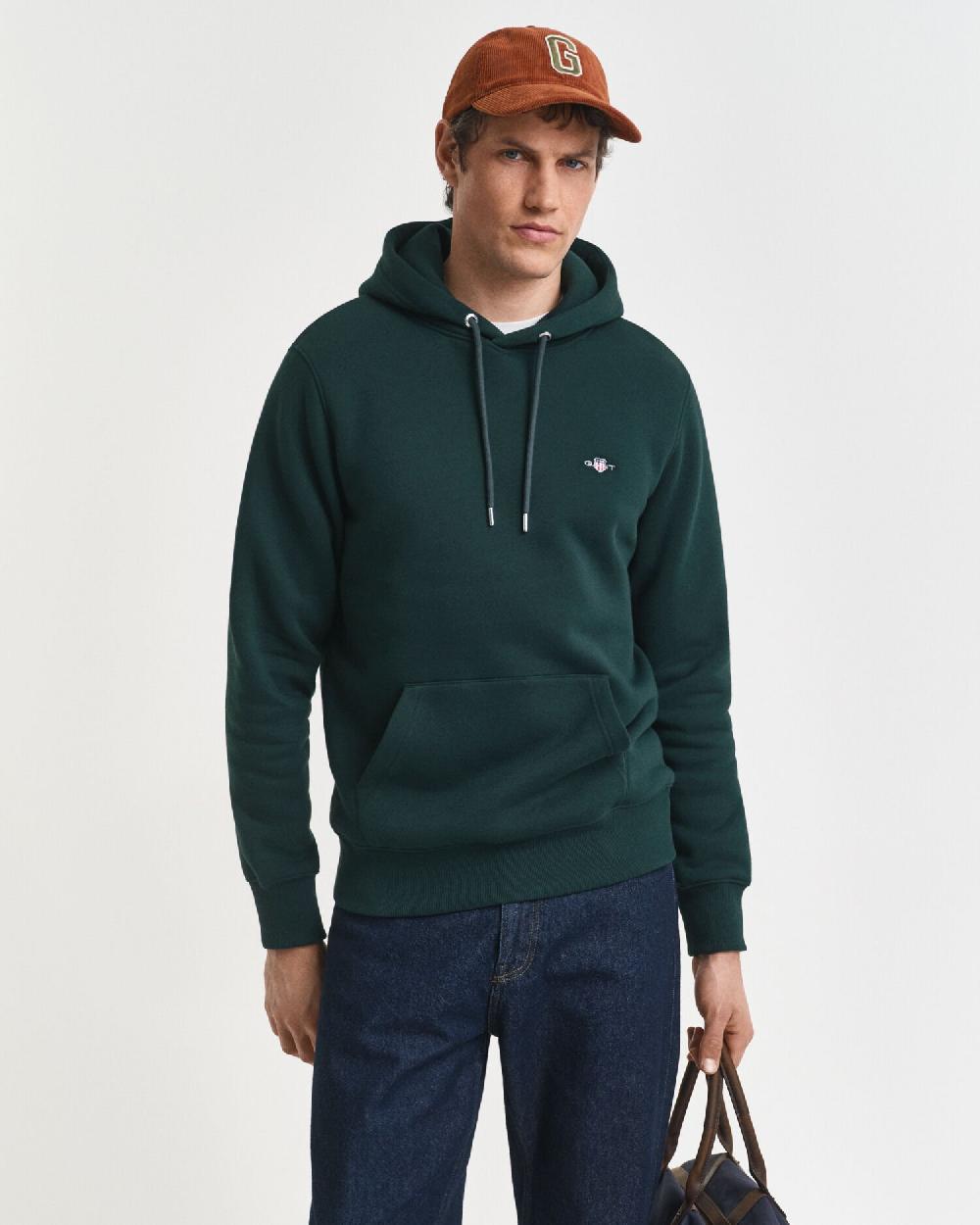 gant Shield Hoodie tartan green