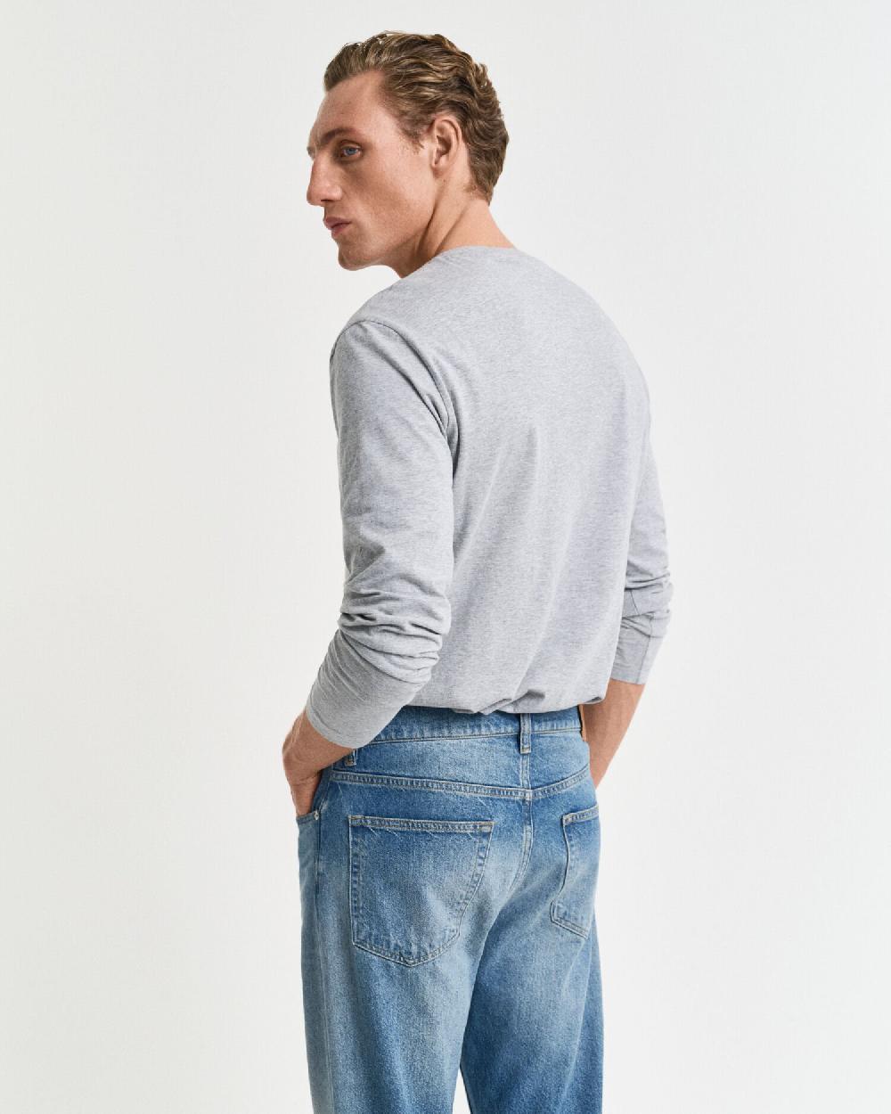 Gant Shield Long Sleeve T-Shirt Grey Melange