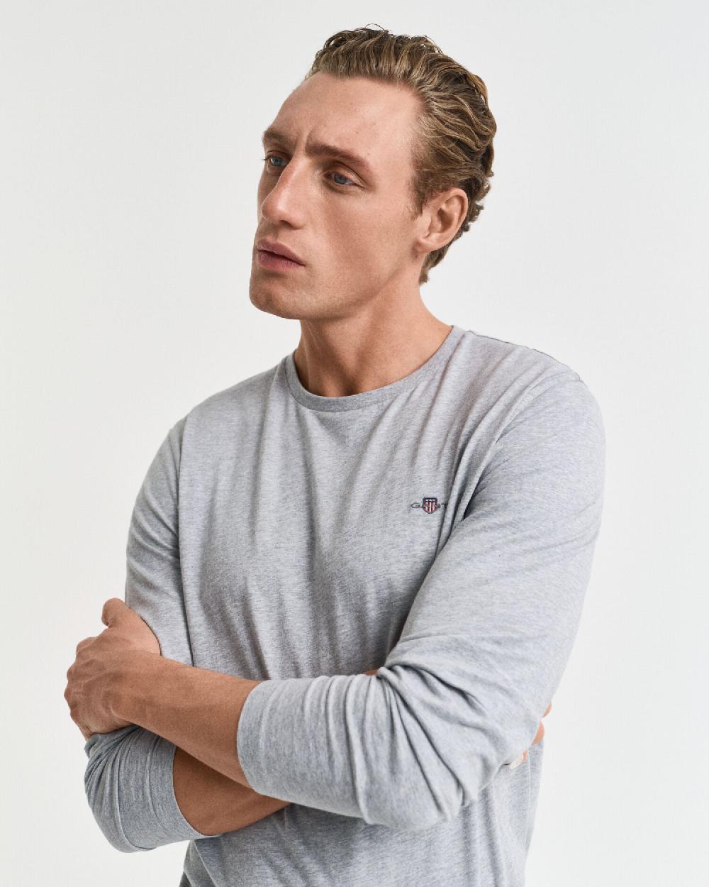 Gant Shield Long Sleeve T-Shirt Grey Melange
