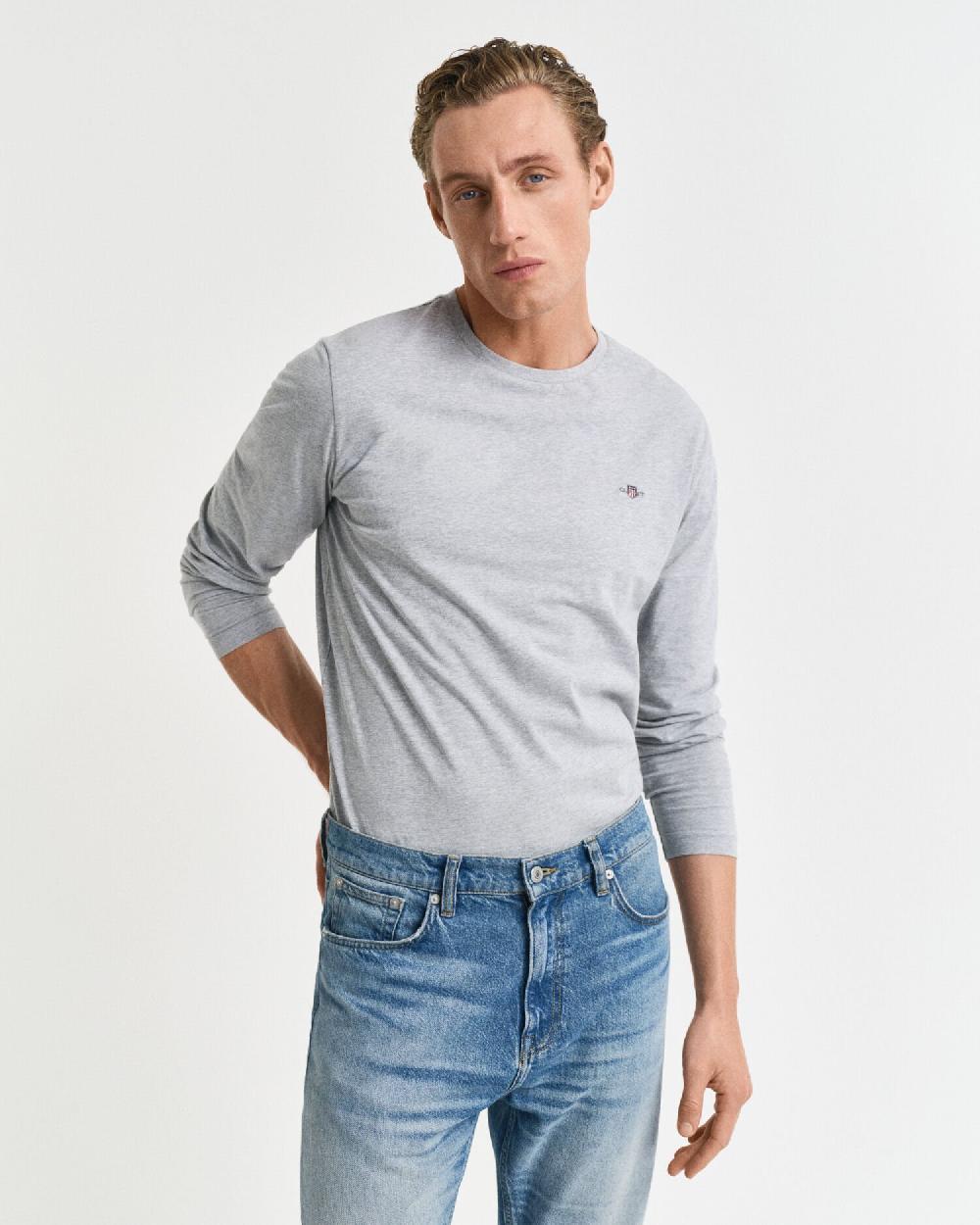 gant Shield Long Sleeve T-Shirt grey melange