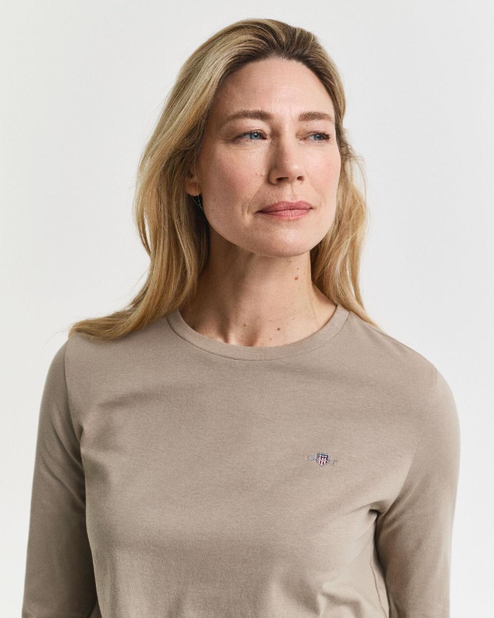 Gant Shield Long Sleeve T-Shirt Taupe Beige