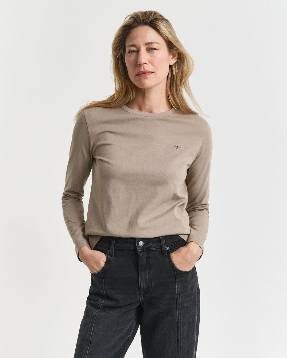 gant Shield Long Sleeve T-Shirt taupe beige