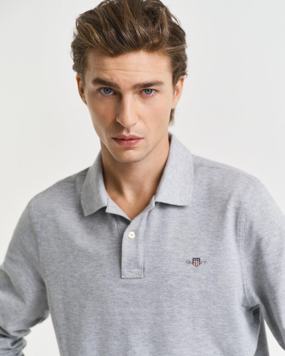 Gant Shield Piqué Rugger Grey Melange