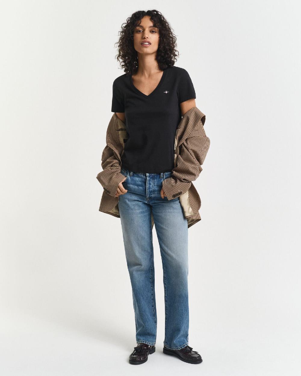 Gant Shield V-Neck T-Shirt Black