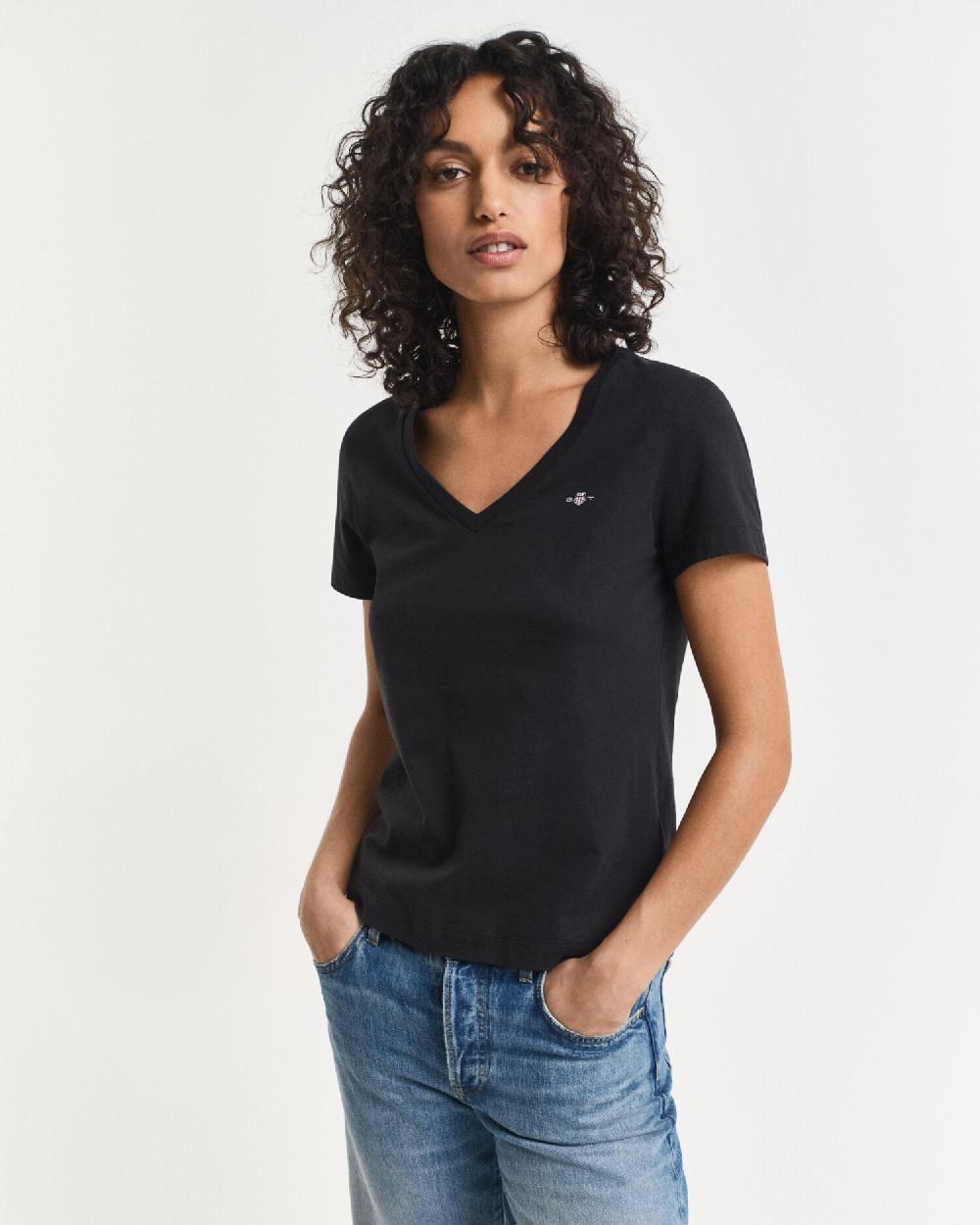gant Shield V-Neck T-Shirt black