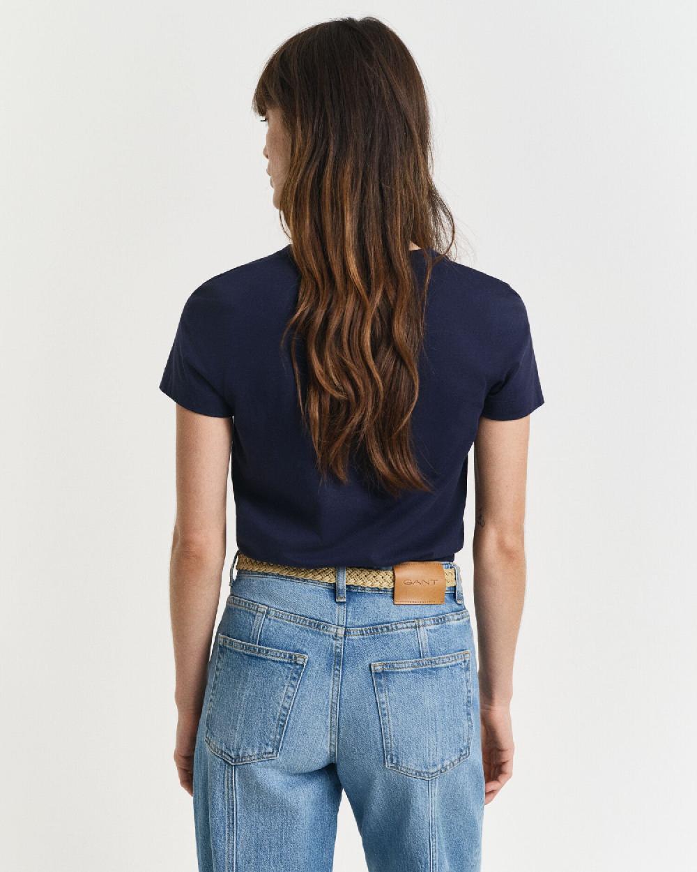 Gant Shield V-Neck T-Shirt Evening Blue