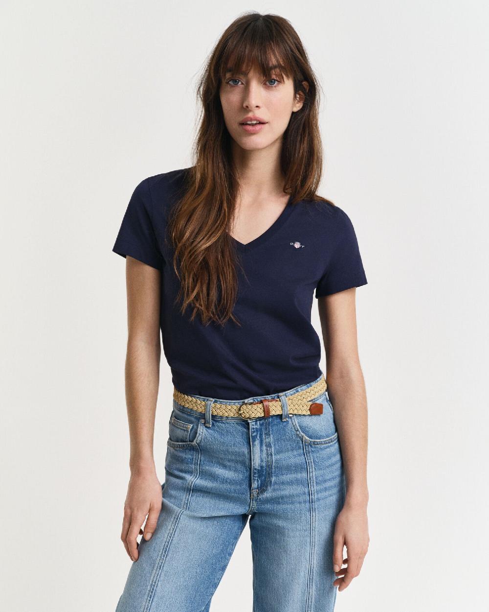 gant Shield V-Neck T-Shirt evening blue