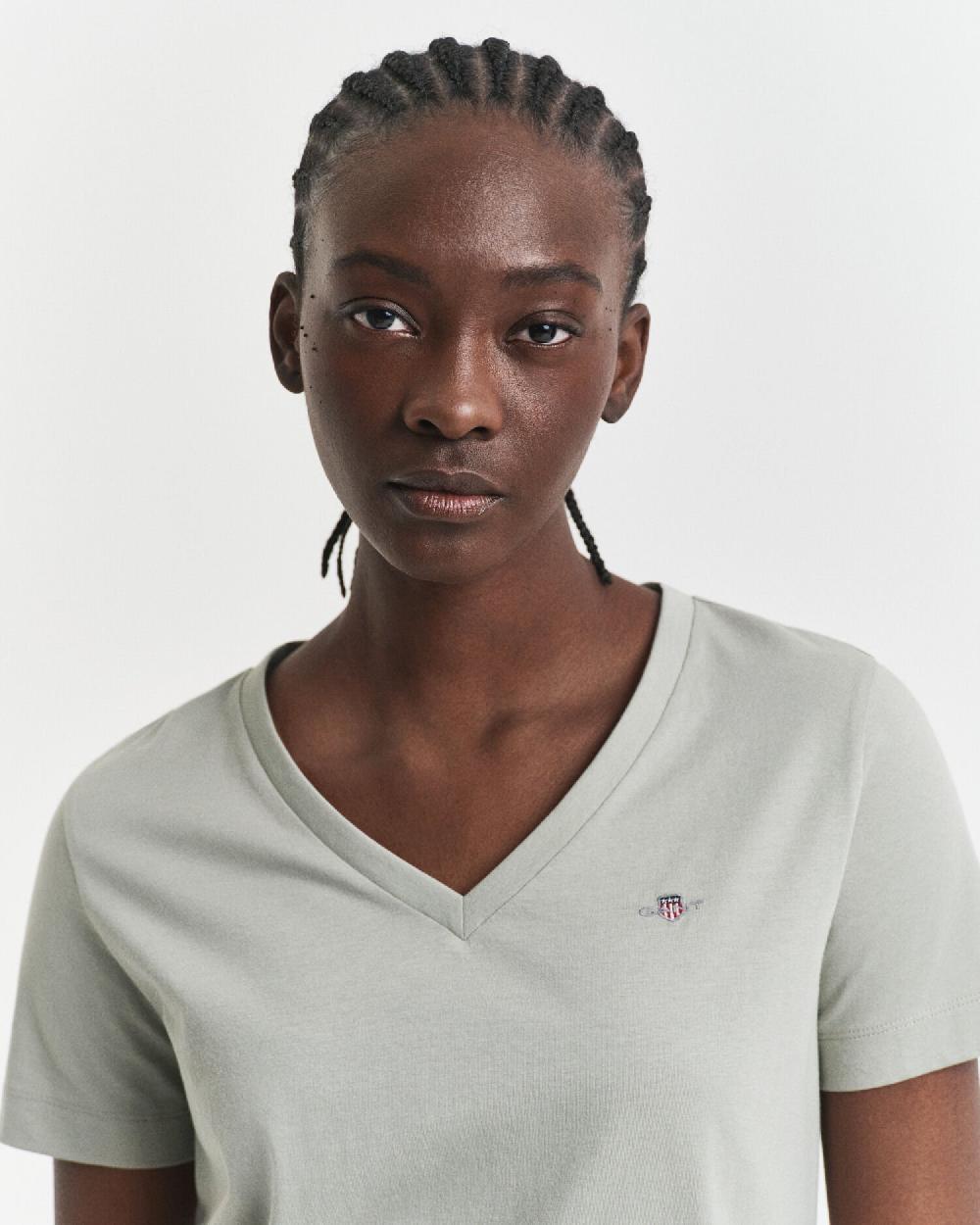 Gant Shield V-Neck T-Shirt Faded Sage