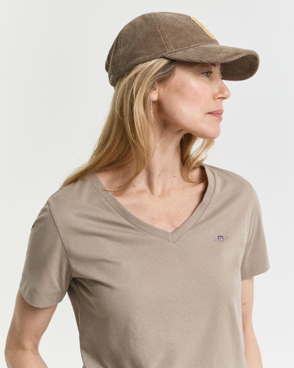 Gant Shield V-Neck T-Shirt Taupe Beige