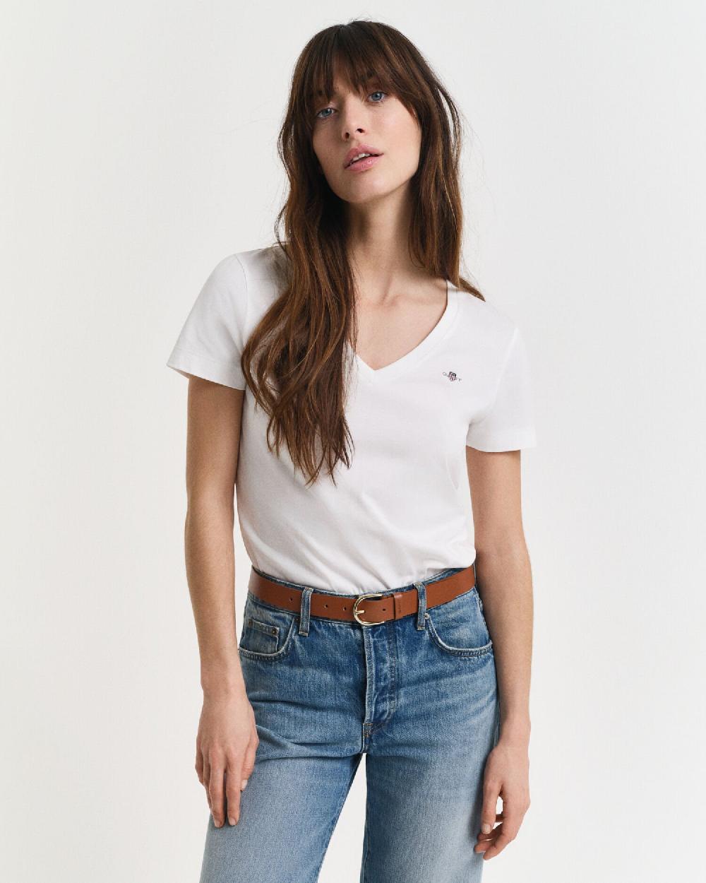 gant Shield V-Neck T-Shirt white