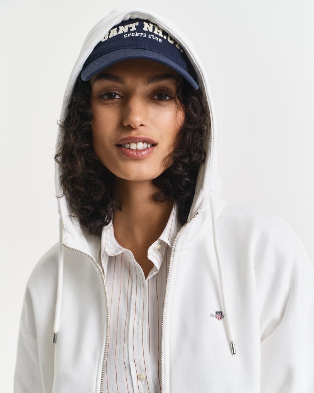 Gant Shield Zip Hoodie Eggshell